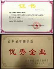 黄南变压器厂家优秀管理企业证书